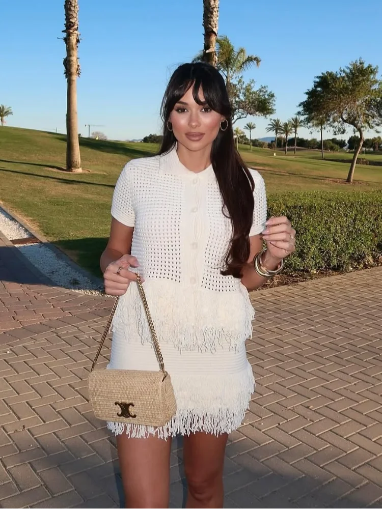 Soleia Mini – Robe polo à franges en crochet