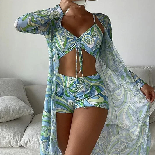Ensemble Resort 3-teilig Soléa | Maillot de bain et paréo froncé