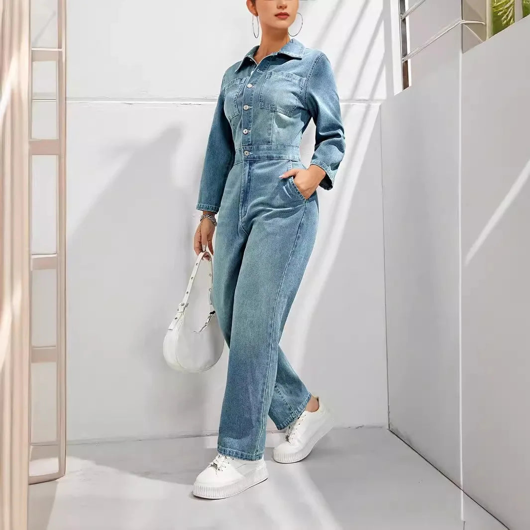 Astra-Kombination – Kombinierte einteilige Denim-Utility-Jeans 