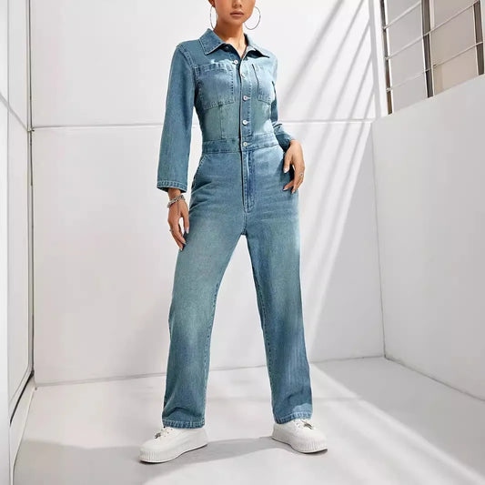 Astra-Kombination – Kombinierte einteilige Denim-Utility-Jeans 