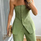 Costume Verde – Tailleur-pantalon asymétrique sans bretelles 